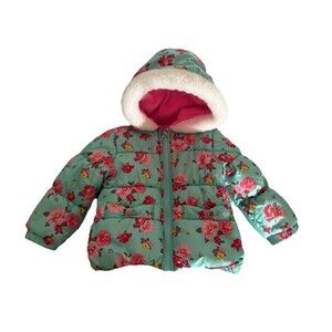 CARTERS baby Girl Toddler 18 Month Winter Puffer Fleece Warm Jacket Coat Floral
